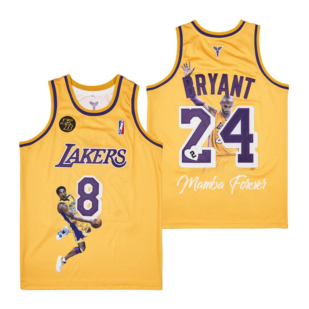Kobe Bryant 24 Los Angeles Lakers Mamba Forever Swingman Jersey Yellow Unisex - Gohipanda - Image 2