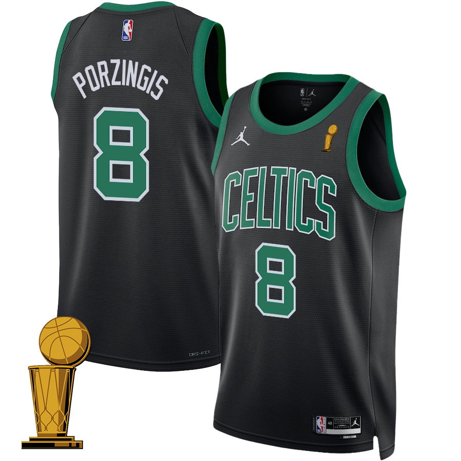 Kristaps Porzingis 8 Boston Celtics 2024 Finals Champions Swingman Jersey Statement Edition Black - Gohipanda