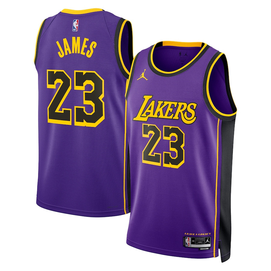 LeBron James 23 Los Angeles Lakers Unisex Swingman Jersey Statement Edition Purple - Gohipanda