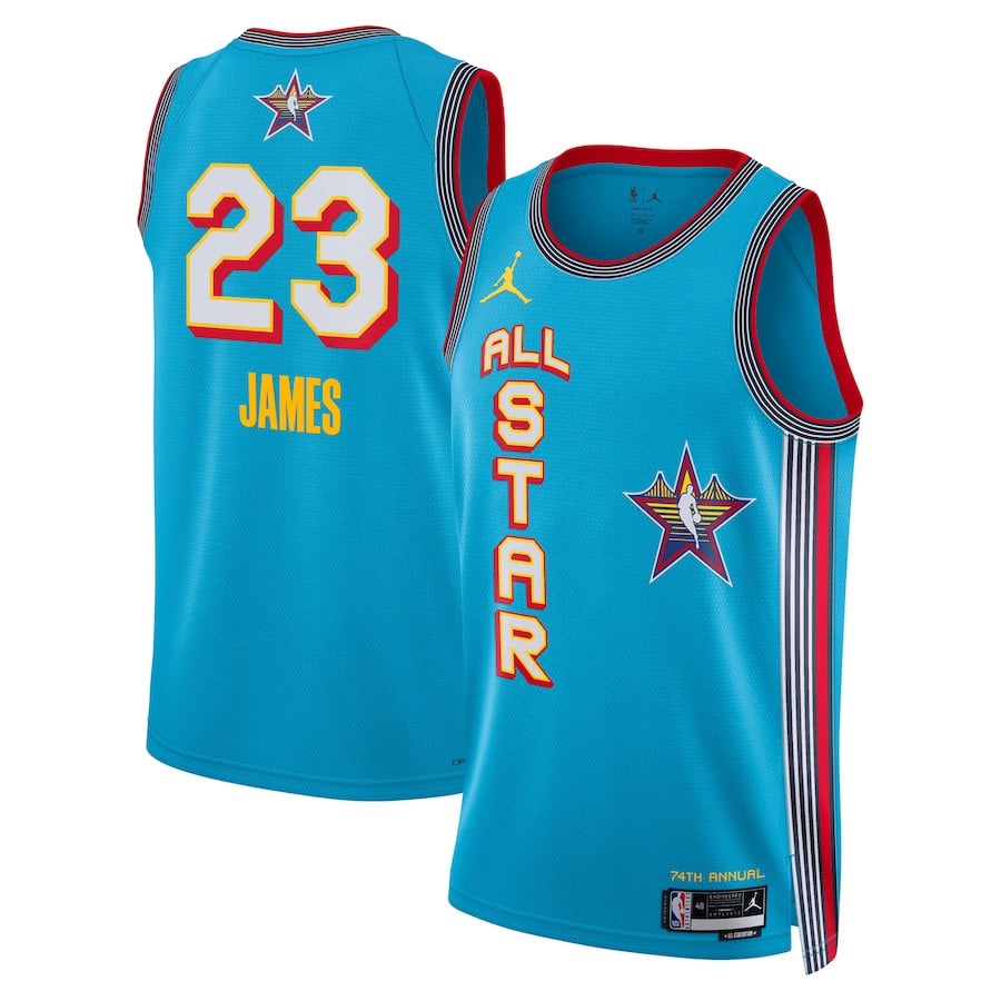 LeBron James 23 NBA All Star 2025 Swingman Unisex Jersey Light Blue Multicolor - Gohipanda