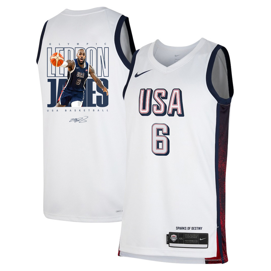 LeBron James King James USA Basketball 2024 Swingman Jersey White Multicolor Men's Unisex - Gohipanda