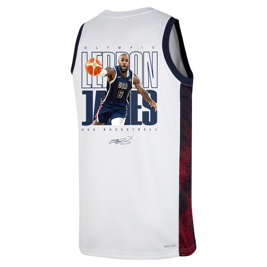 LeBron James King James USA Basketball 2024 Swingman Jersey White Multicolor Men's Unisex - Gohipanda - Image 3