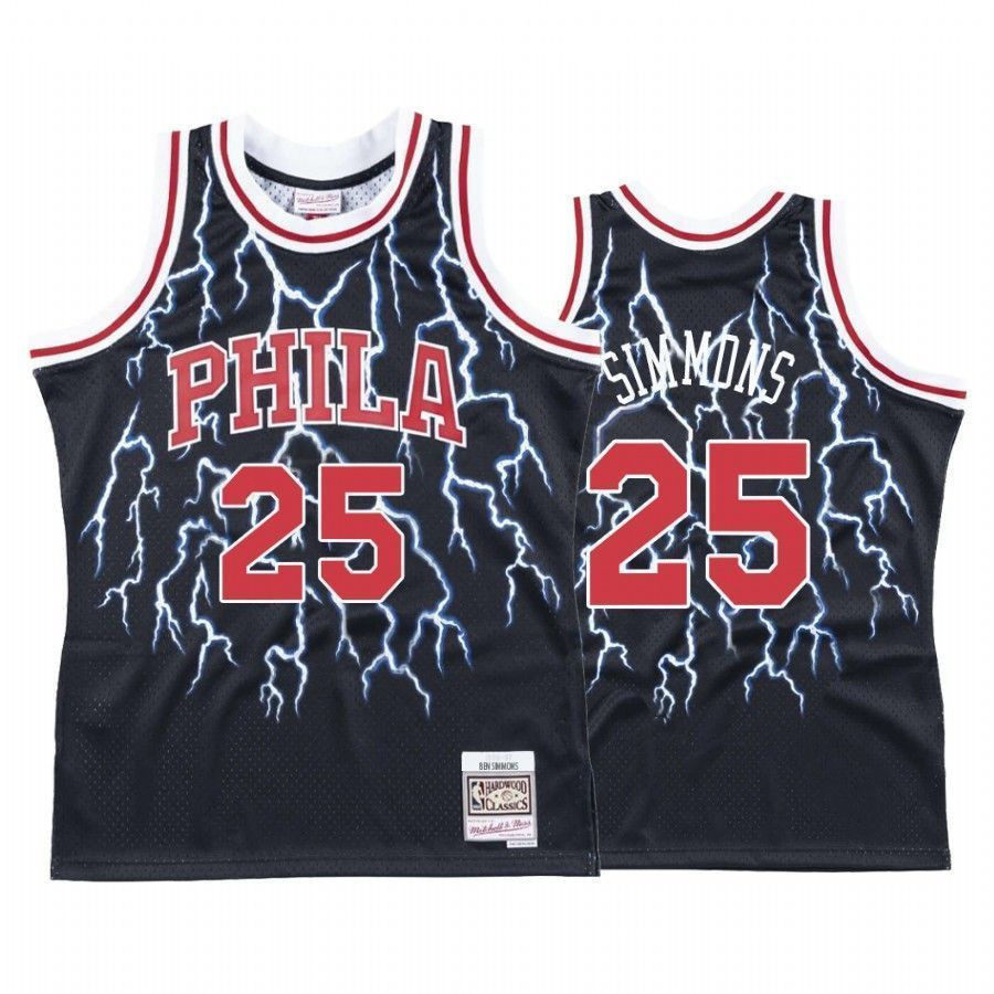 Men's Philadelphia 76ers Ben Simmons 25 Hardwood Classics Lightning Jersey - Gohipanda