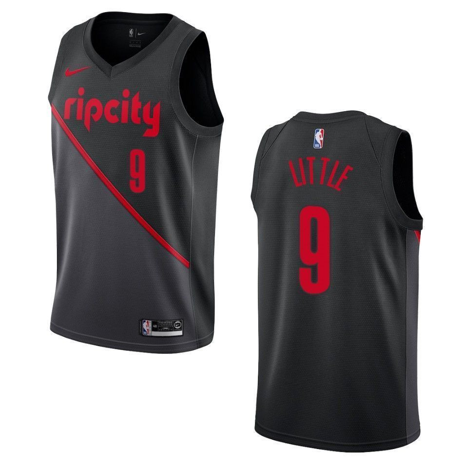 Men's Portland Trail Blazers Nassir Little #9 City Swingman Jersey Black - Gohipanda
