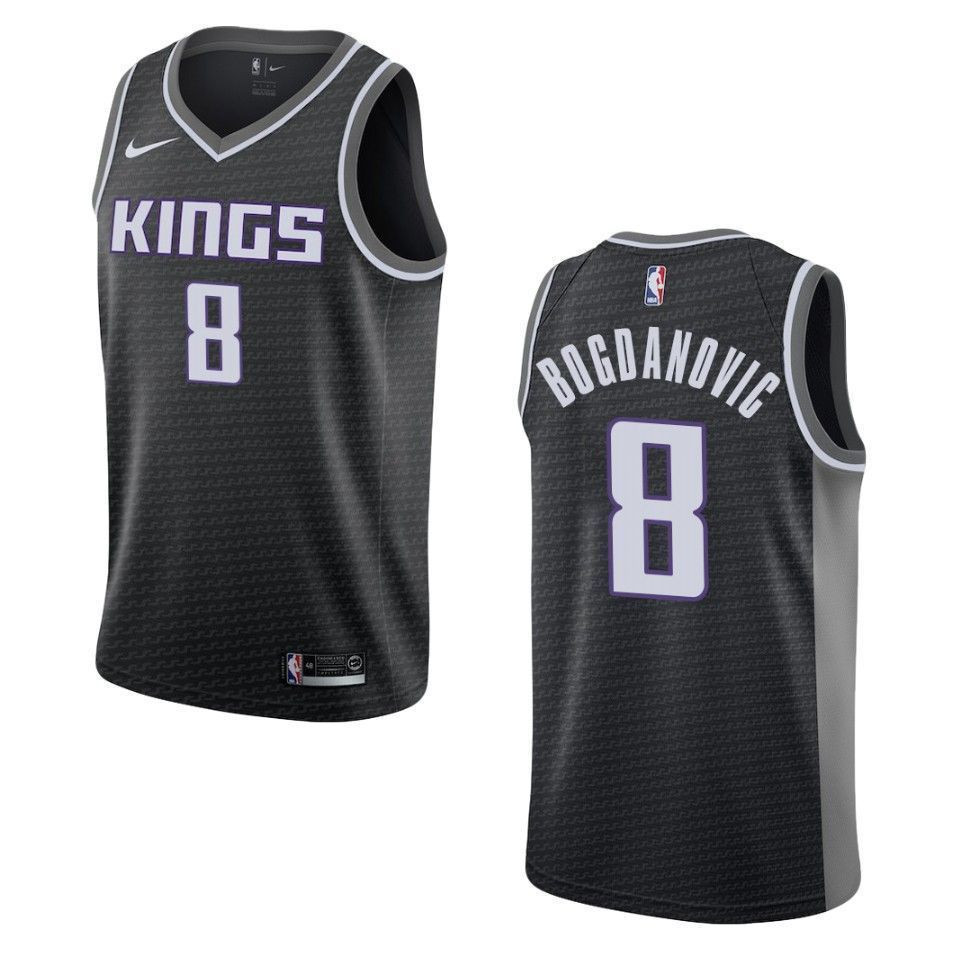 Men's Sacramento Kings 8 Bogdan Bogdanovic Statement Swingman Jersey Black - Gohipanda