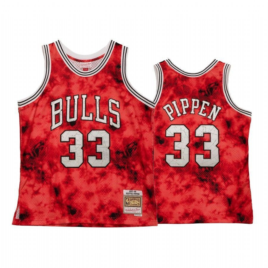 Men's Scottie Pippen 33 Chicago Bulls Galaxy Jersey Red Multicolor - Gohipanda