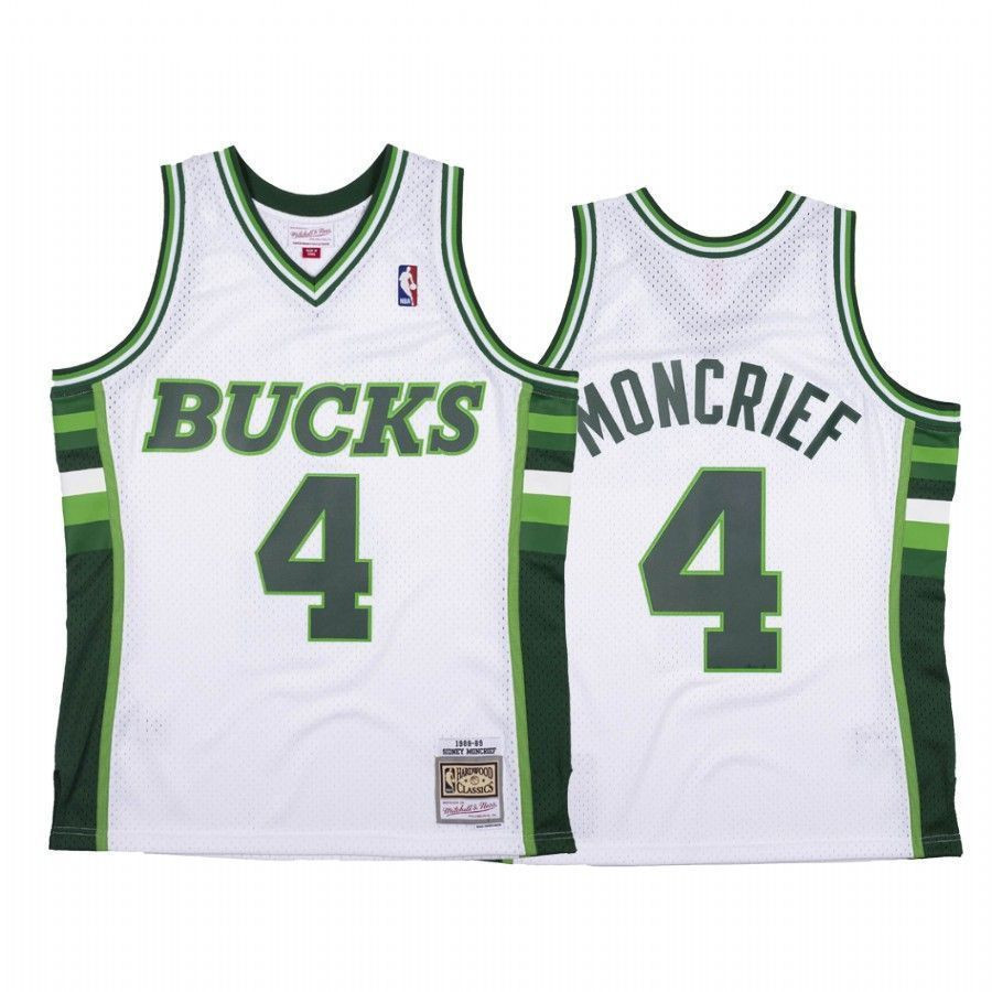 Men's Sidney Moncrief Milwaukee Bucks White Hardwood Classics Jersey - Gohipanda