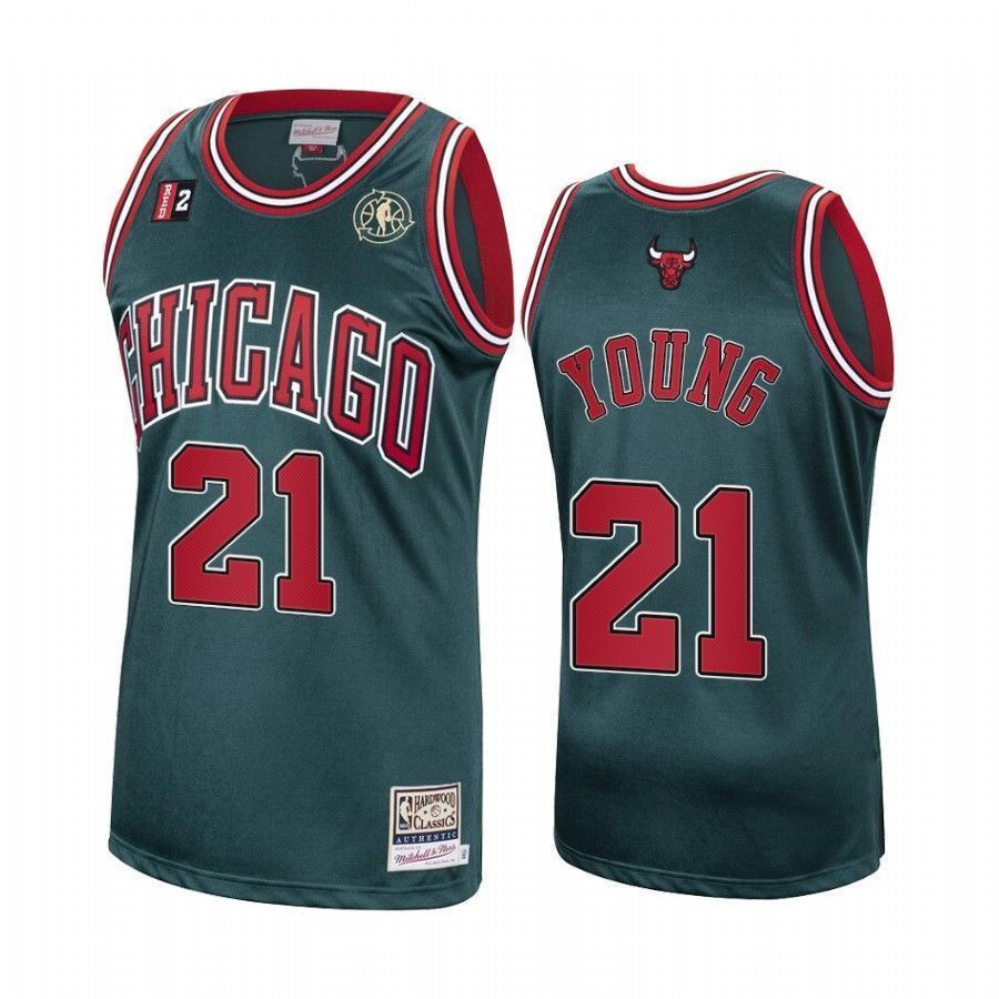 Men's Thaddeus Young 21 Chicago Bulls Green Hardwood Classics Jersey - Gohipanda