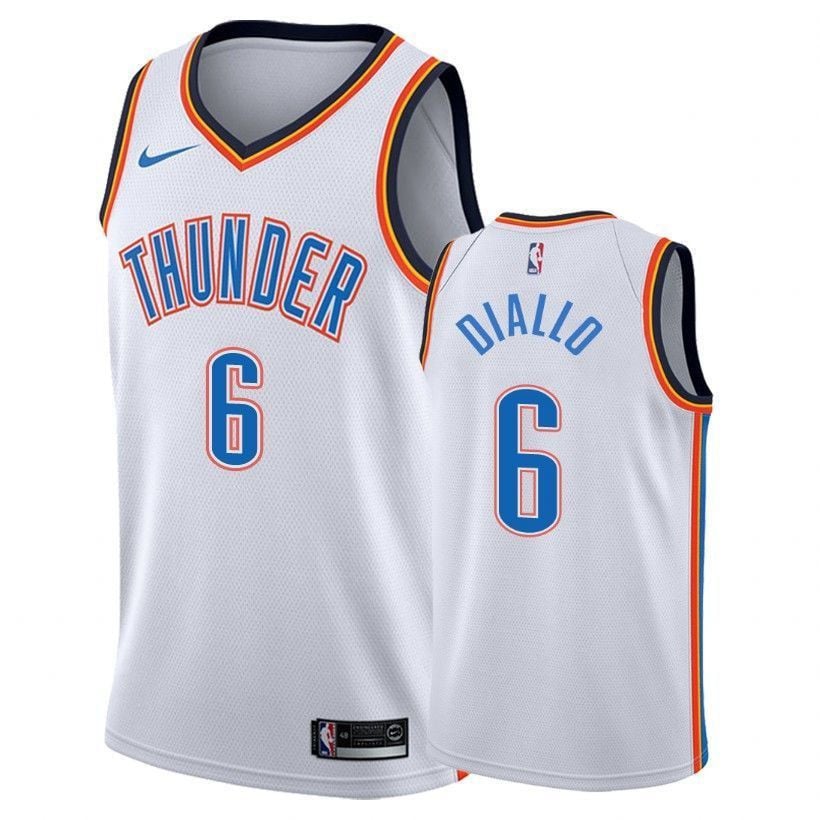 Men's Thunder Hamidou Dialou #6 Association White NBA Basketball Jersey - Gohipanda