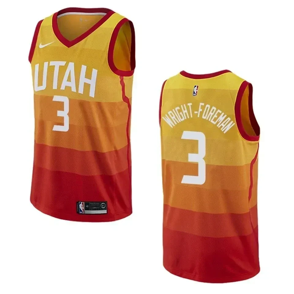 Men's Utah Jazz Justin Wright-Foreman City Swingman Jersey Orange Multicolor - Gohipanda