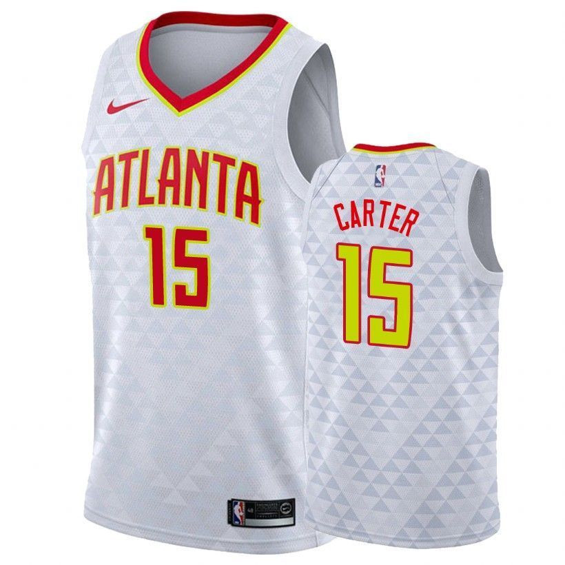 Men's Vince Carter Hawks #15 Association White Basketball Jersey - Gohipanda