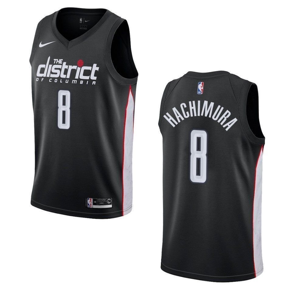 Men's Washington Wizards Rui Hachimura #8 City Swingman Jersey Black Multi Color - Gohipanda