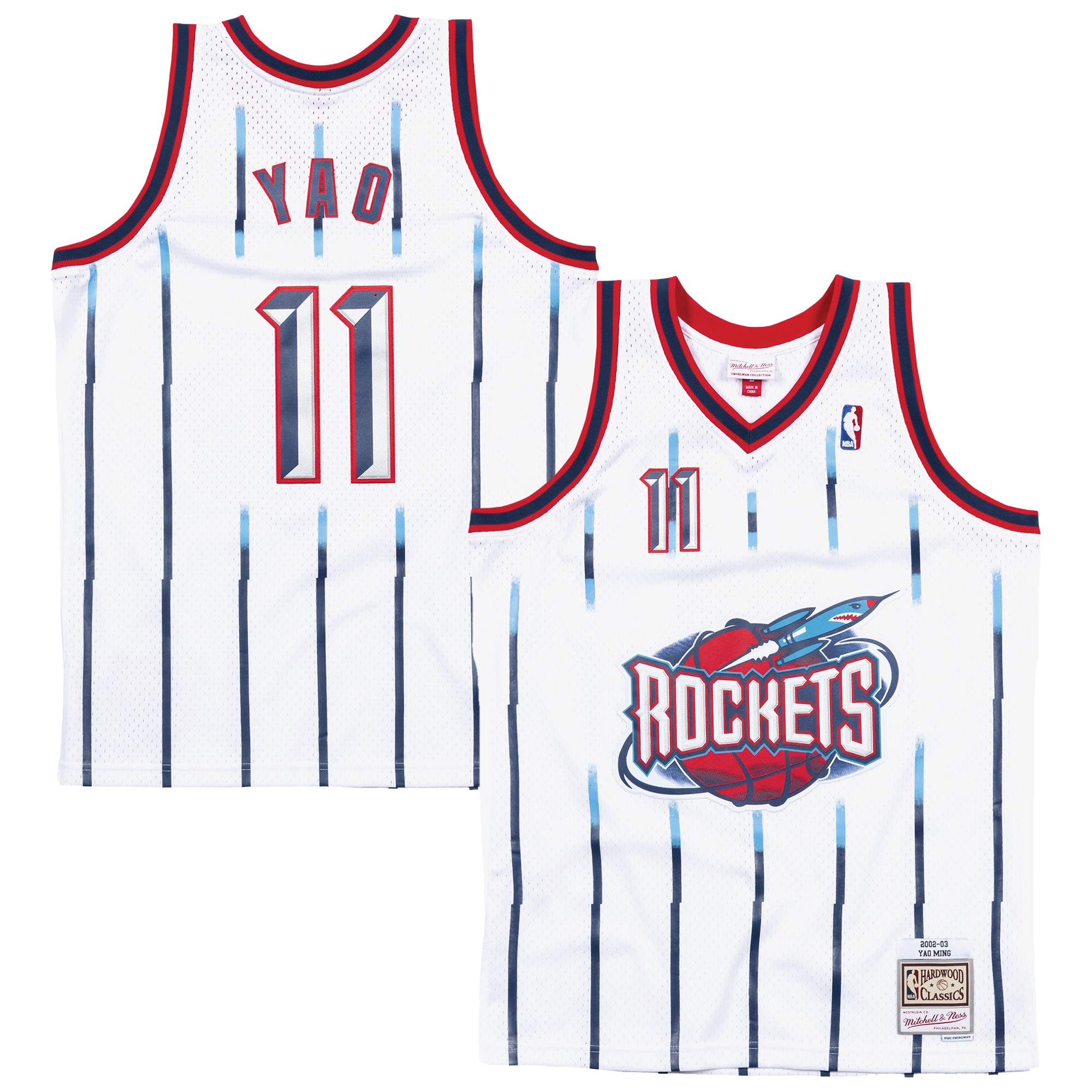Men's Yao Ming White Houston Rockets Hardwood Classics Swingman Jersey - Gohipanda