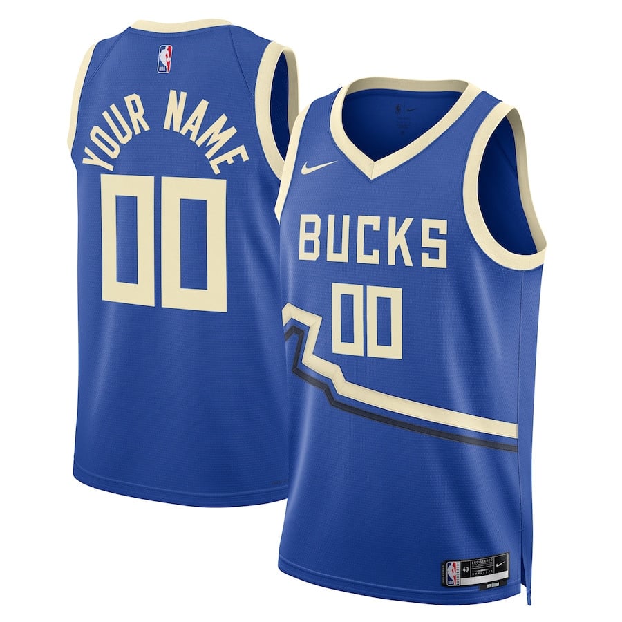 Milwaukee Bucks Unisex 2024/25 Custom Swingman Jersey City Edition Royal Multicolor - Gohipanda