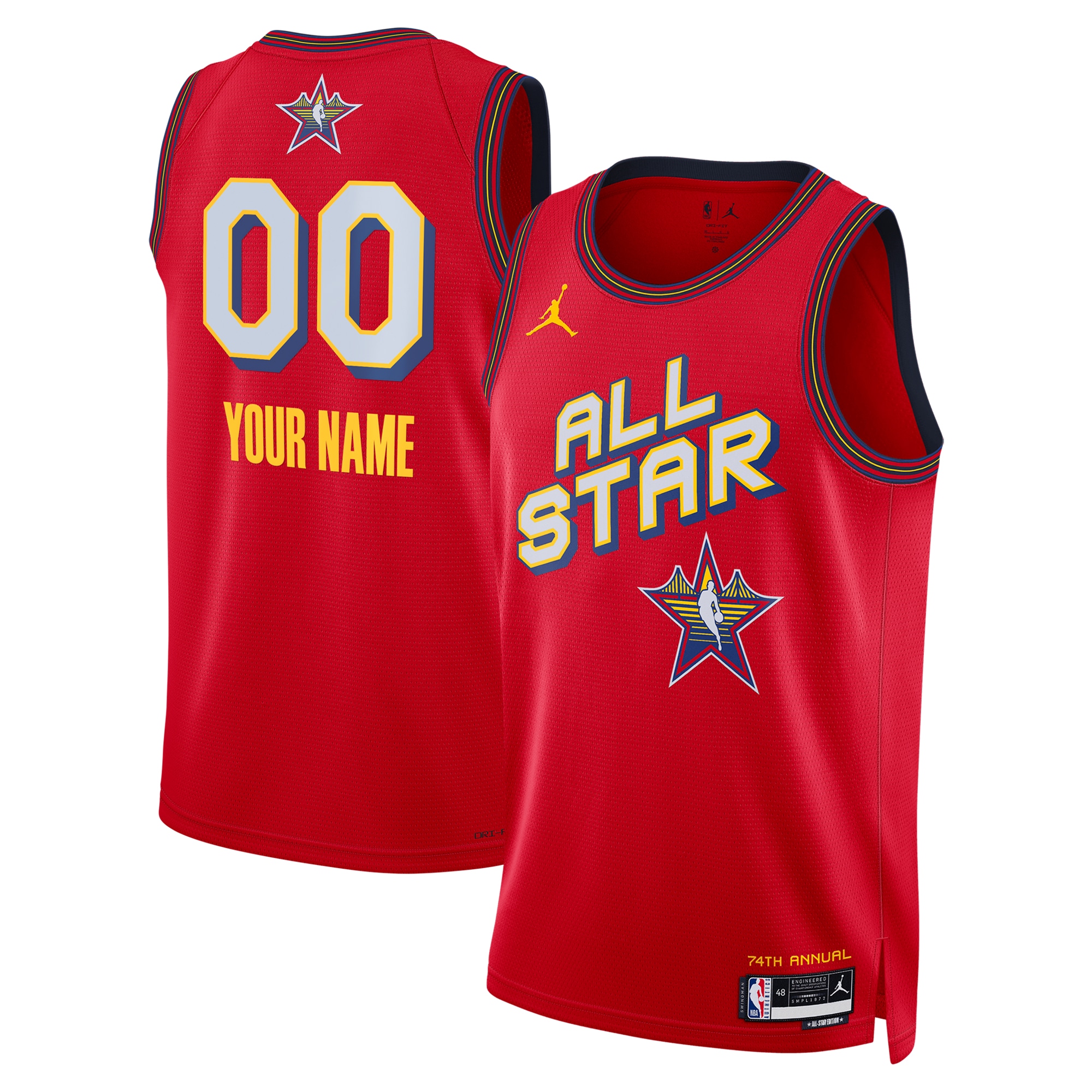 NBA Jordan Brand All Star 2025 Swingman Jersey Red Unisex Adult Sizes - Gohipanda