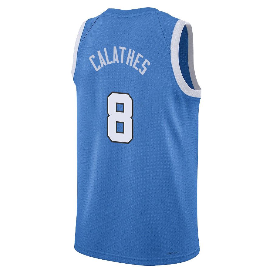 Nick Calathes #8 Greece Basketball 2024 Olympics Unisex Jersey - Blue Multicolor - Gohipanda - Image 2