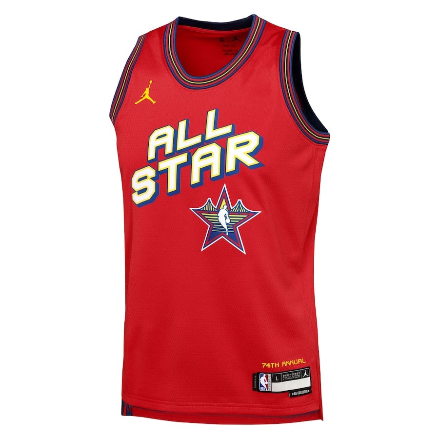 Nikola Jokic 15 NBA All Star Swingman Team Jersey Red Multicolor - Gohipanda - Image 2
