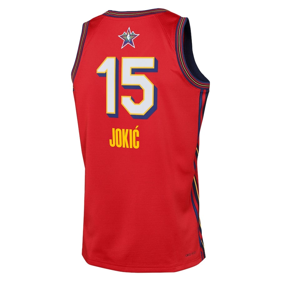 Nikola Jokic 15 NBA All Star Swingman Team Jersey Red Multicolor - Gohipanda - Image 3