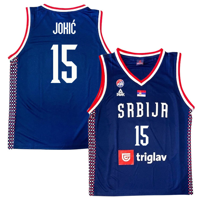 Nikola Jokic 15 Serbia Basketball Unisex 2024 Swingman Player Jersey - Navy Multicolor - Gohipanda