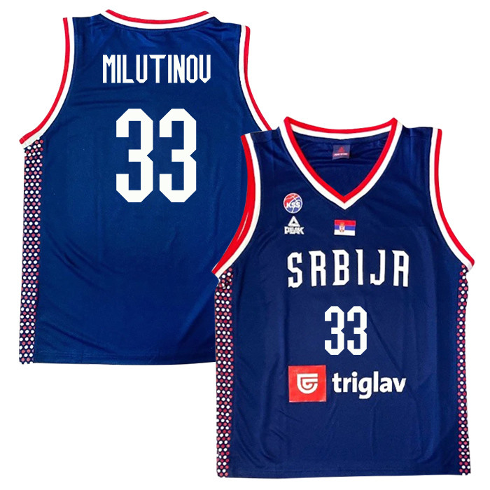 Nikola Milutinov 33 Serbia Basketball Unisex 2024 Swingman Jersey - Navy - Gohipanda