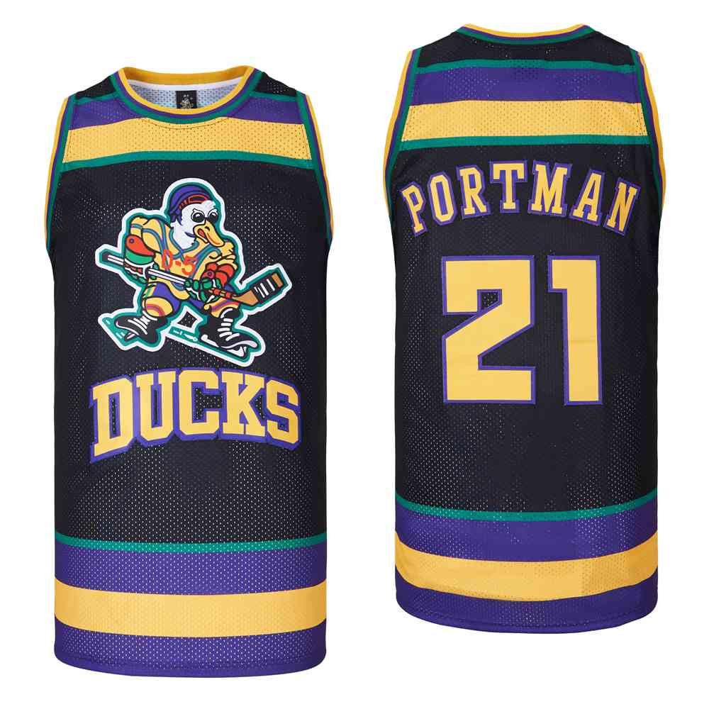 Portman 21 Mighty Ducks Swingman Jersey Black Unisex Adult Sizes - Gohipanda - Image 2