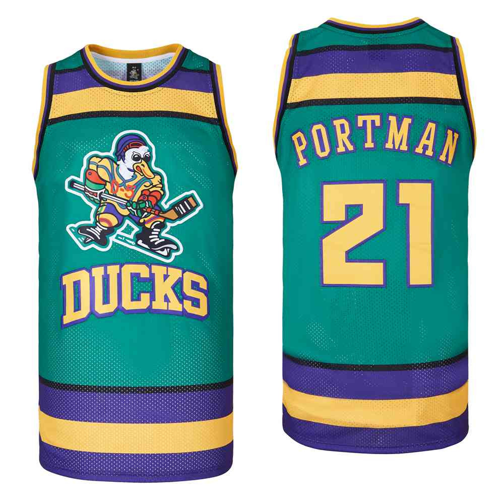 Portman 21 Mighty Ducks Swingman Jersey Green Multicolor Unisex Adult - Gohipanda