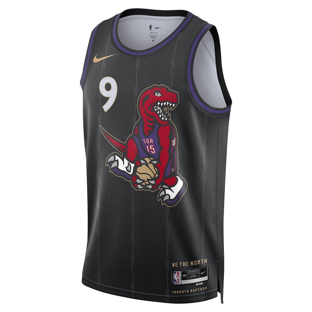 RJ Barrett 9 Toronto Raptors Unisex 2024/25 Swingman Player Jersey City Edition Black - Gohipanda - Image 2