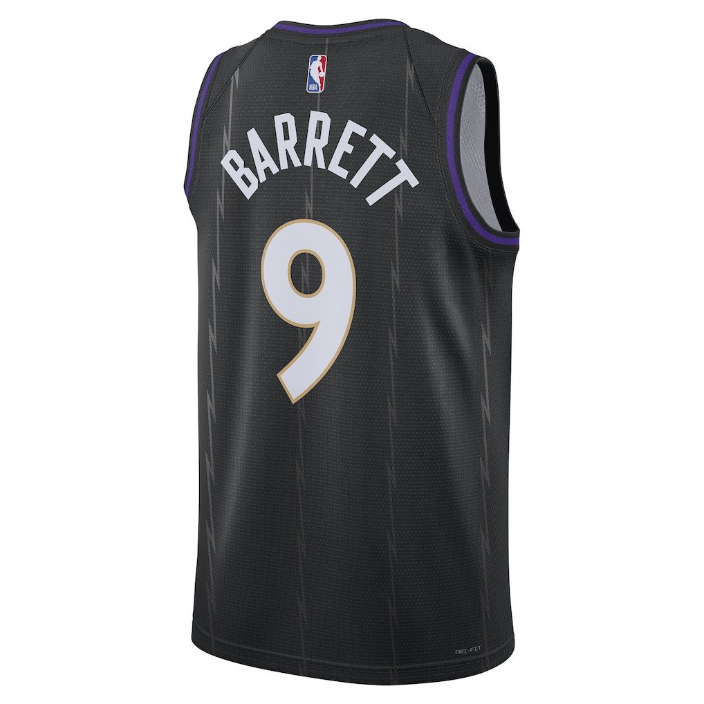 RJ Barrett 9 Toronto Raptors Unisex 2024/25 Swingman Player Jersey City Edition Black - Gohipanda - Image 3