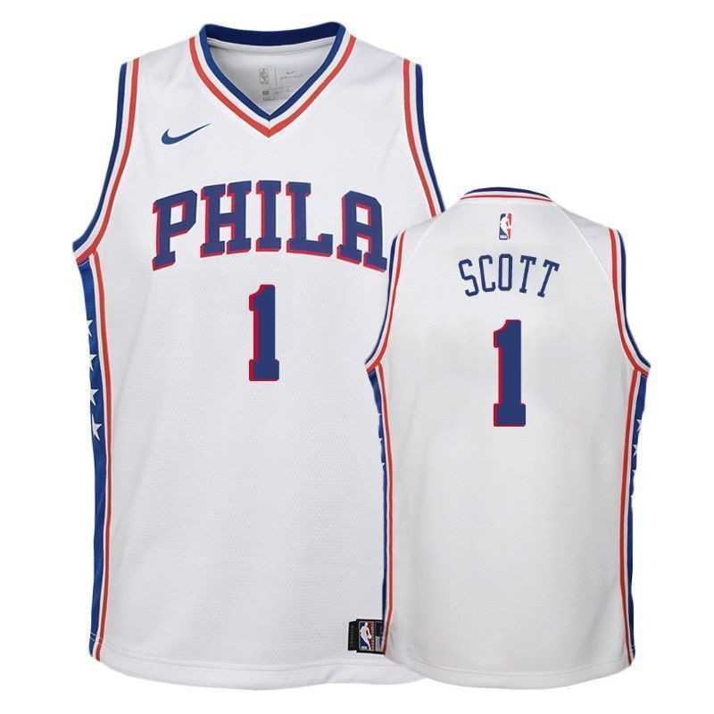 76ers Mike Scott #1 Association White Jersey - Unisex Basketball Jersey - Gohipanda
