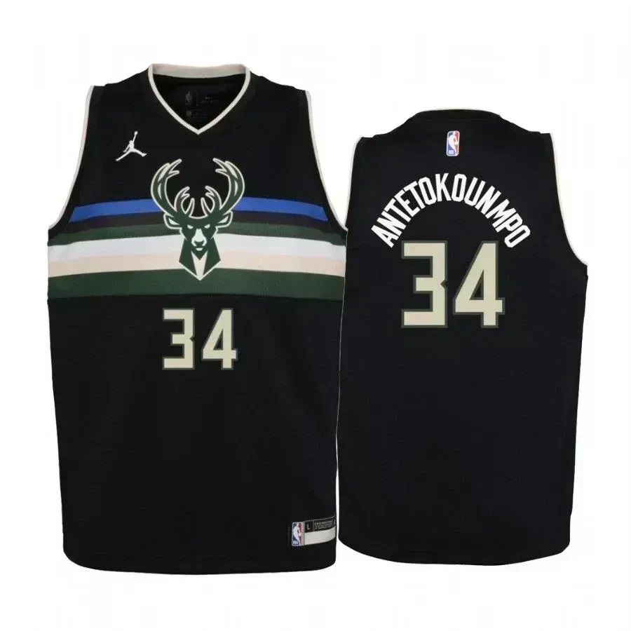 Giannis Antetokounmpo Milwaukee Bucks Black Statement Jersey Multicolor - Gohipanda