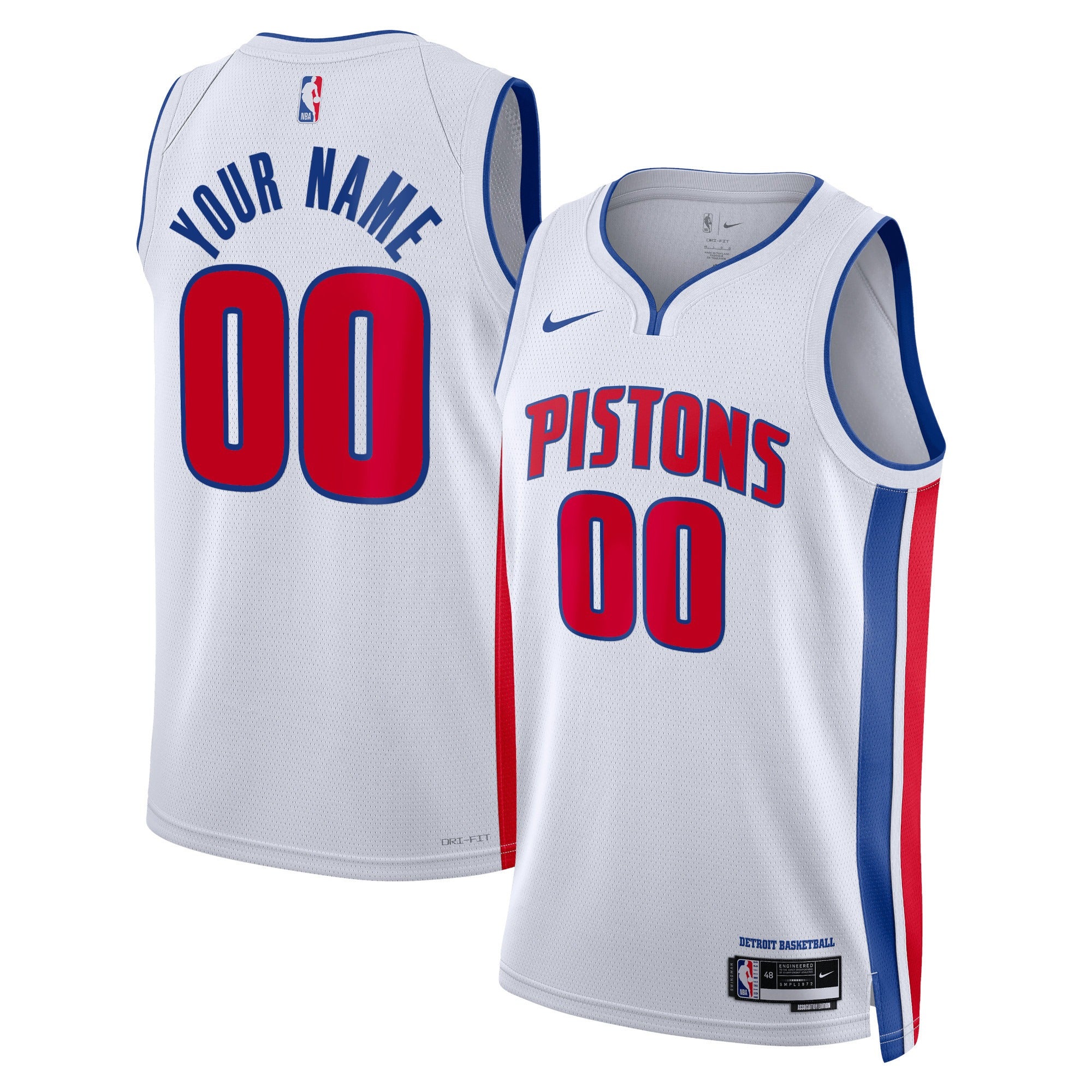 Gohipanda - Custom Detroit Pistons Association Jersey - Recycled Polyester NBA Fan Apparel