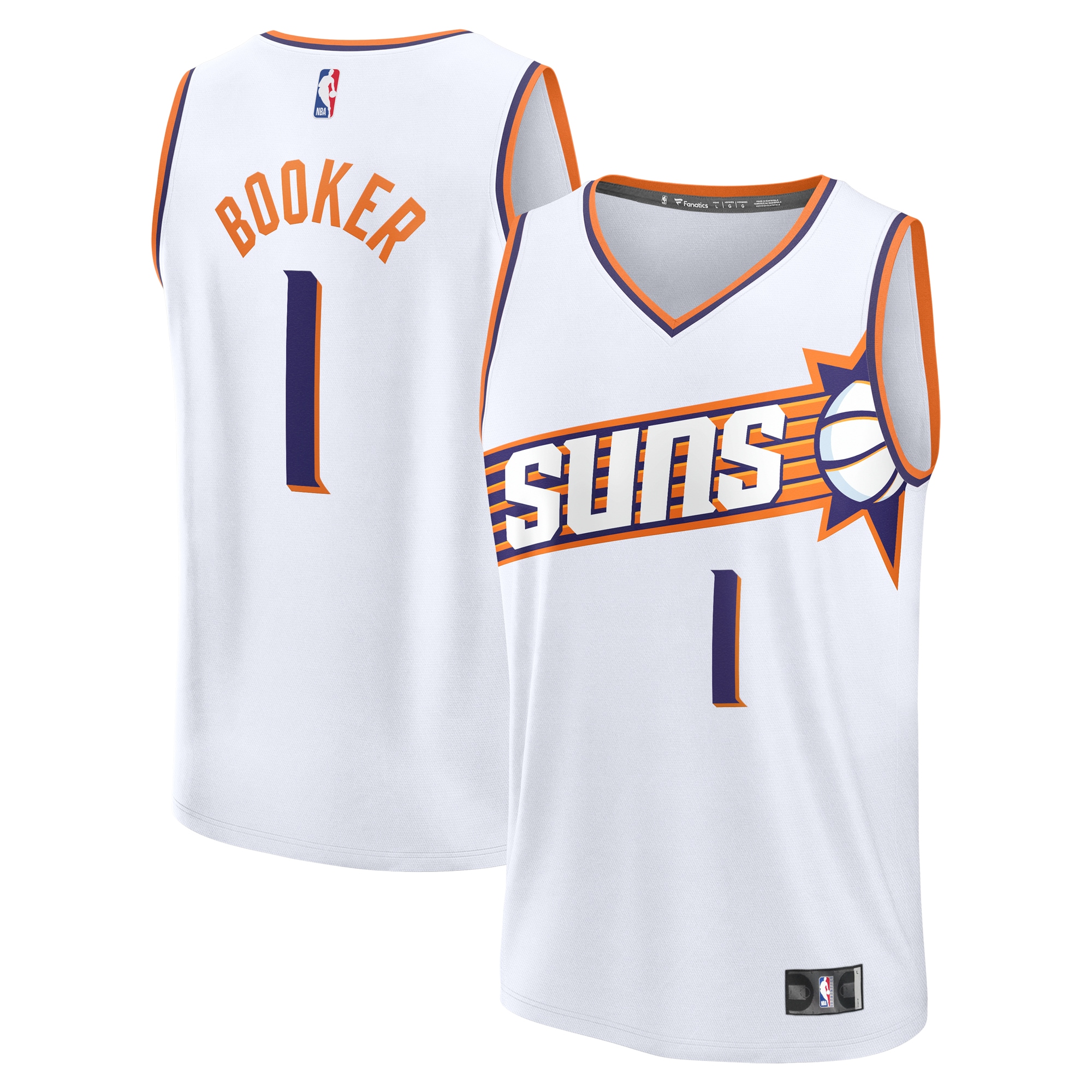 Gohipanda - Devin Booker Phoenix Suns Fanatics Fast Break Player Jersey - Association Edition - White - Image 2