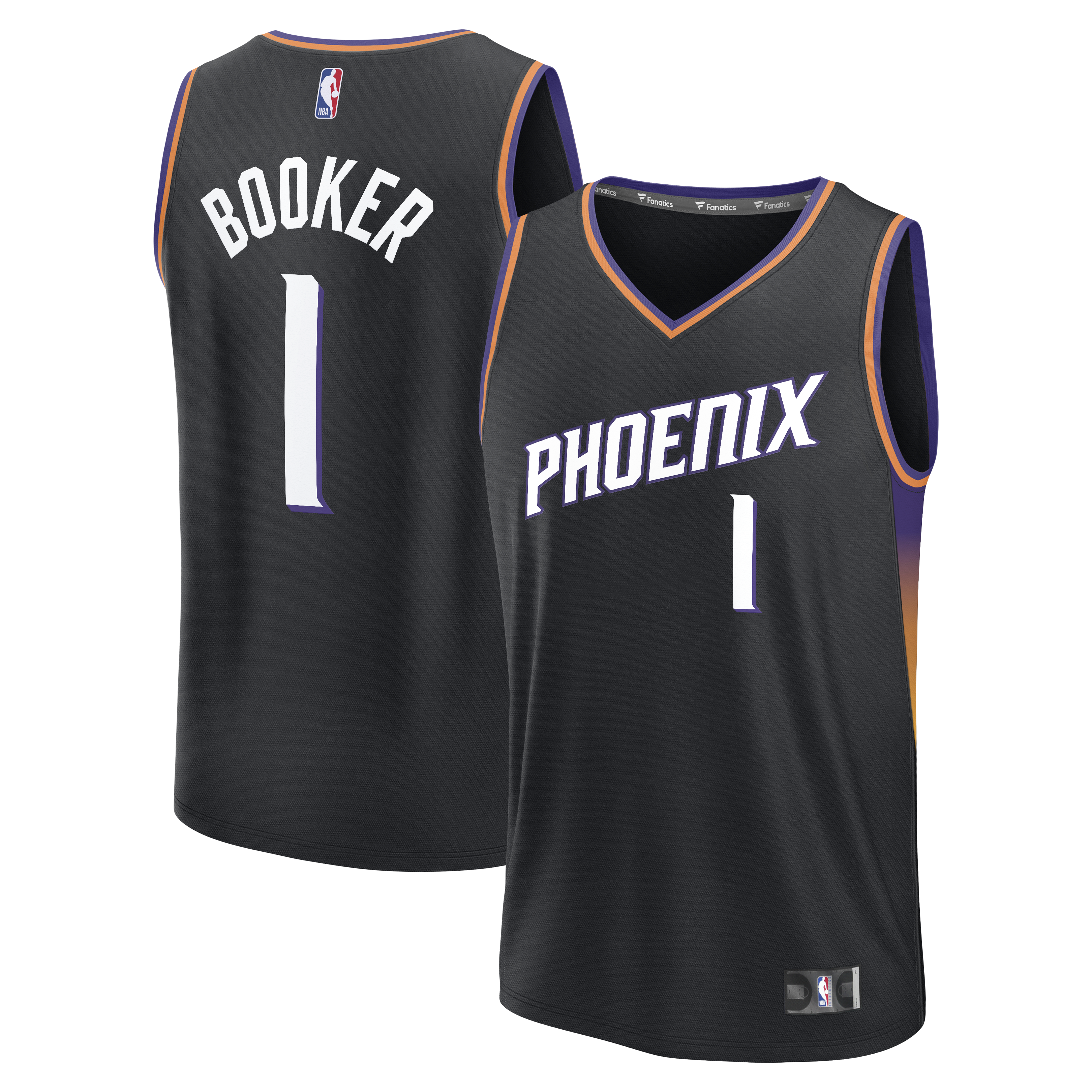 Gohipanda - Devin Booker Phoenix Suns Fanatics Fast Break Statement Edition Jersey - Black - Image 2