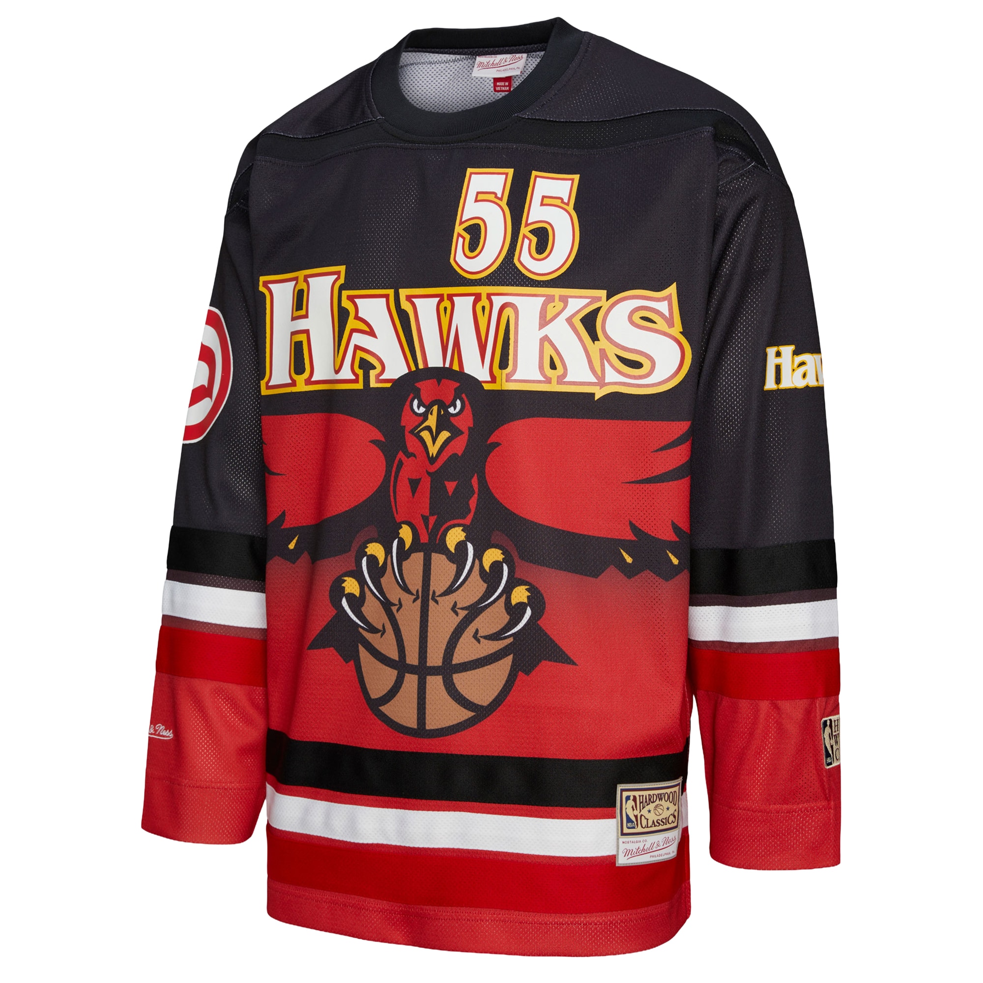 Gohipanda - Dikembe Mutombo Atlanta Hawks Unisex Maxxed Out Fashion Hockey Jersey - Red - Image 3