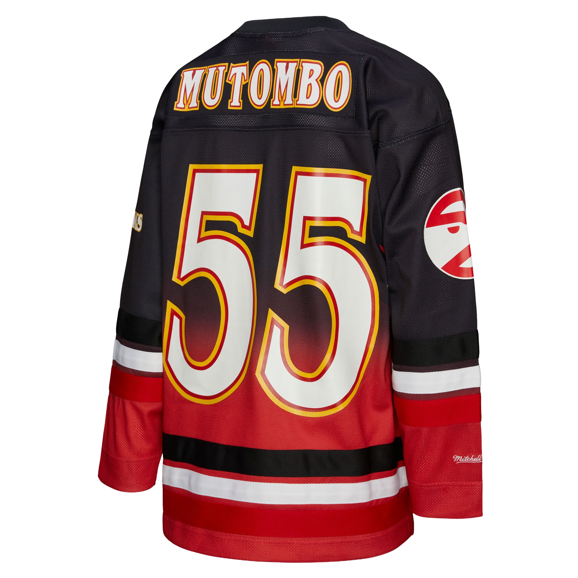 Gohipanda - Dikembe Mutombo Atlanta Hawks Unisex Maxxed Out Fashion Hockey Jersey - Red - Image 4