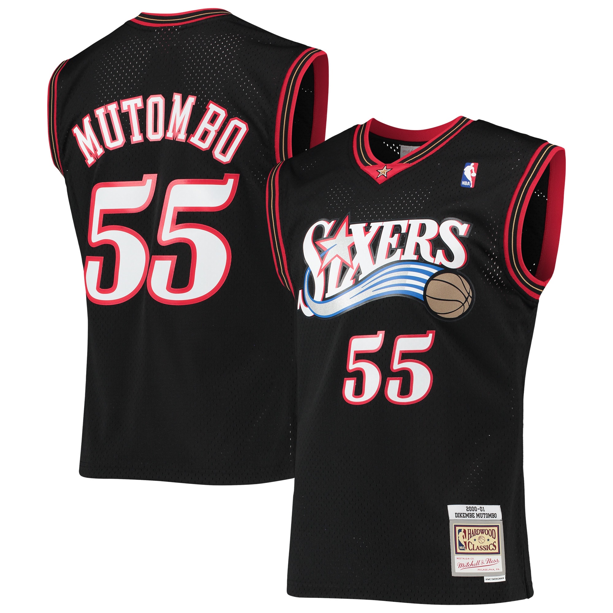 Gohipanda - Dikembe Mutombo Philadelphia 76ers Hardwood Classics Swingman Jersey - Black