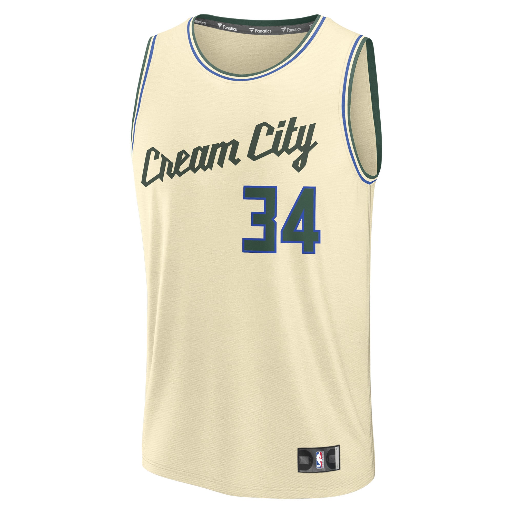 Gohipanda - Giannis Antetokounmpo Milwaukee Bucks Fanatics 2025/26 City Edition Fast Break Jersey - Cream - Image 3