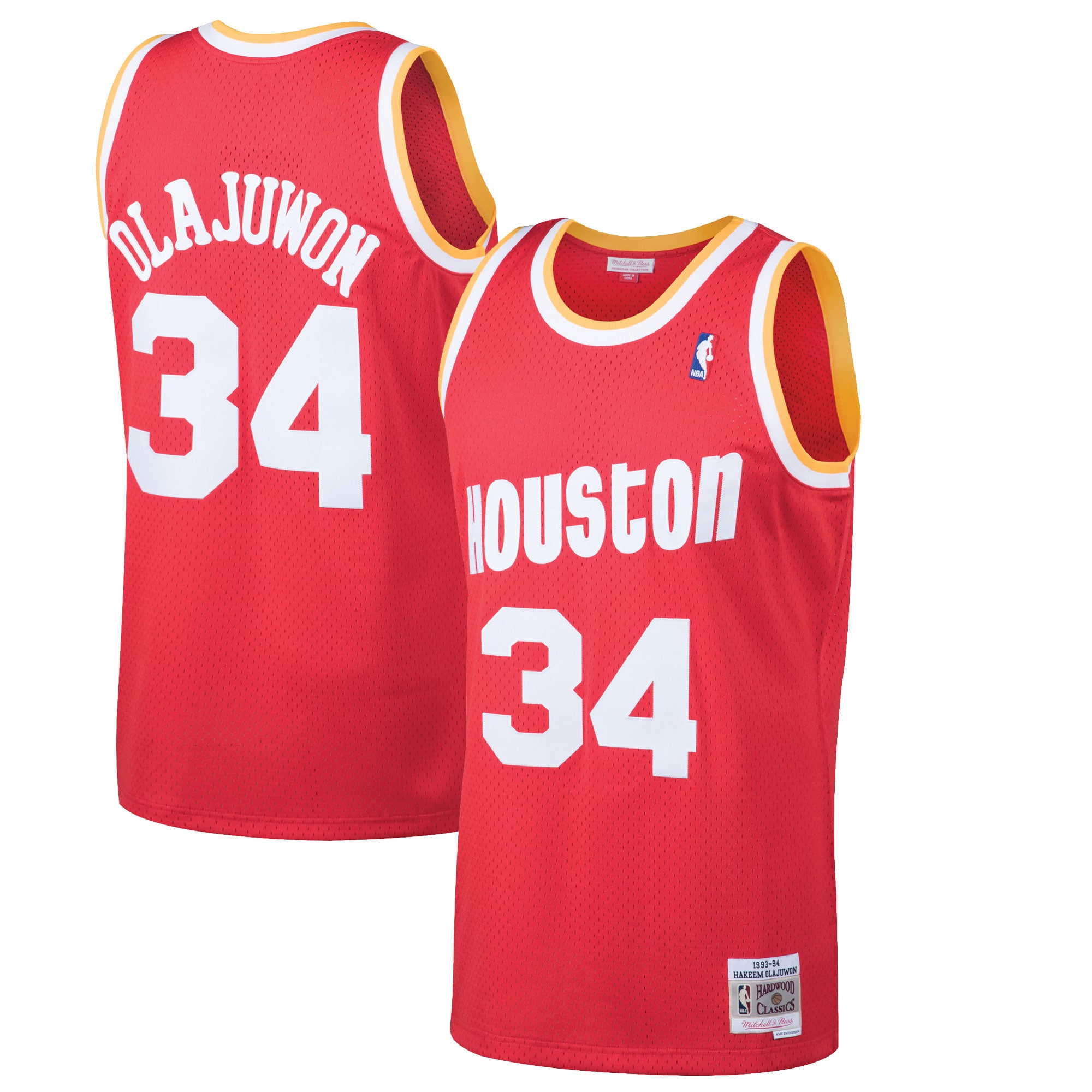 Gohipanda - Hakeem Olajuwon Houston Rockets 1993/94 Hardwood Classics Swingman Jersey - Red