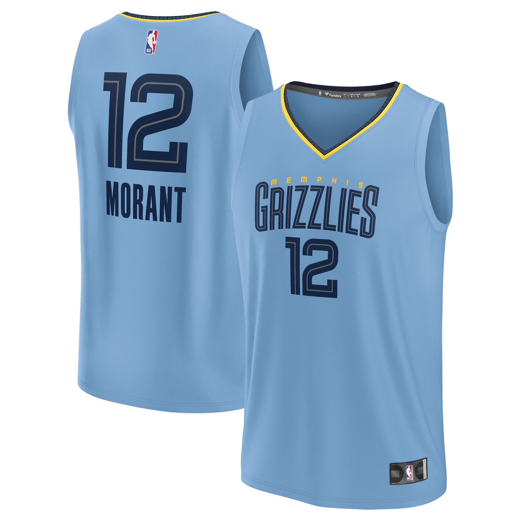 Gohipanda - Ja Morant Memphis Grizzlies Fanatics Fast Break Player Jersey - Statement Edition - Light Blue