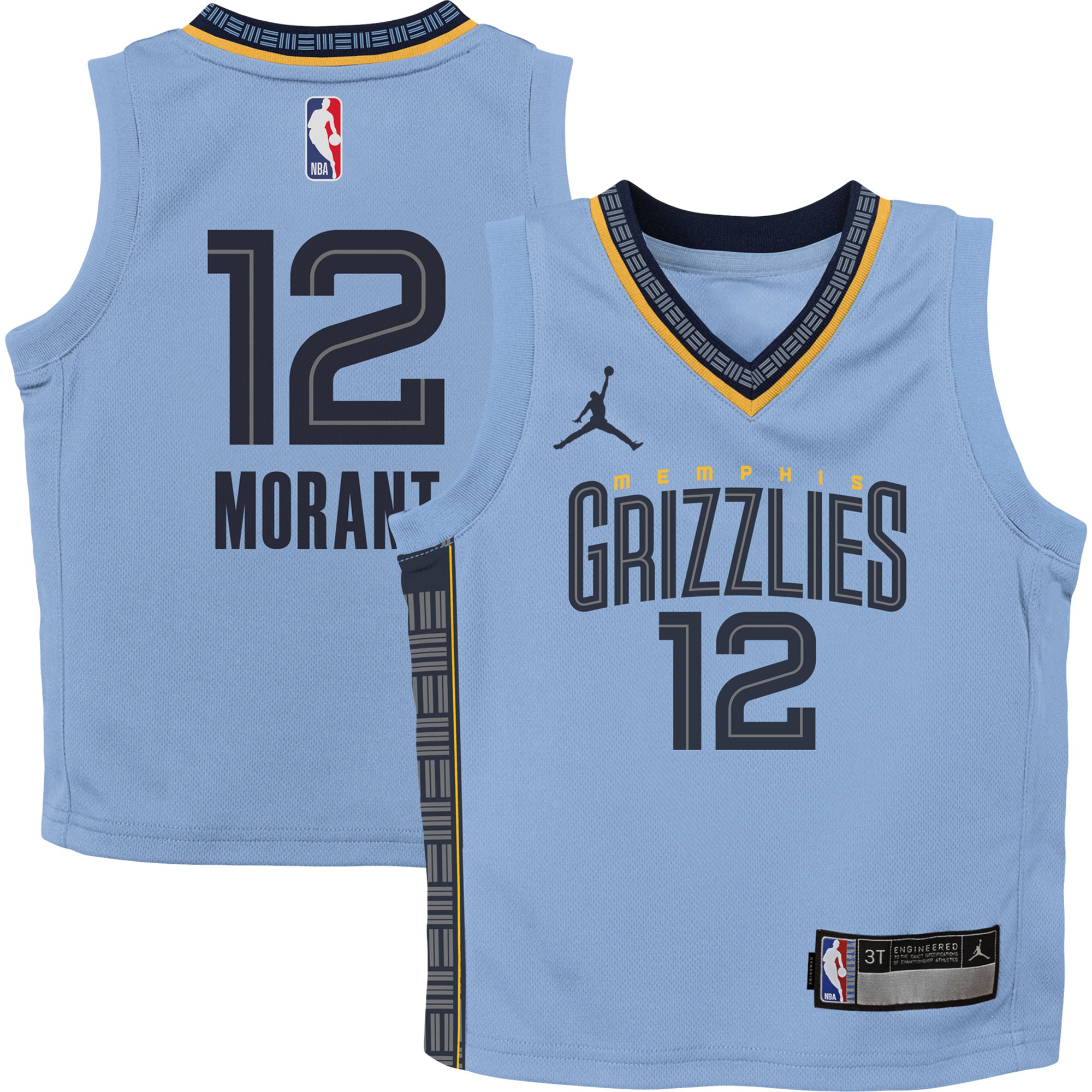 Gohipanda - Ja Morant Memphis Grizzlies Jordan Brand Preschool 2022/23 Statement Edition Jersey - Light Blue