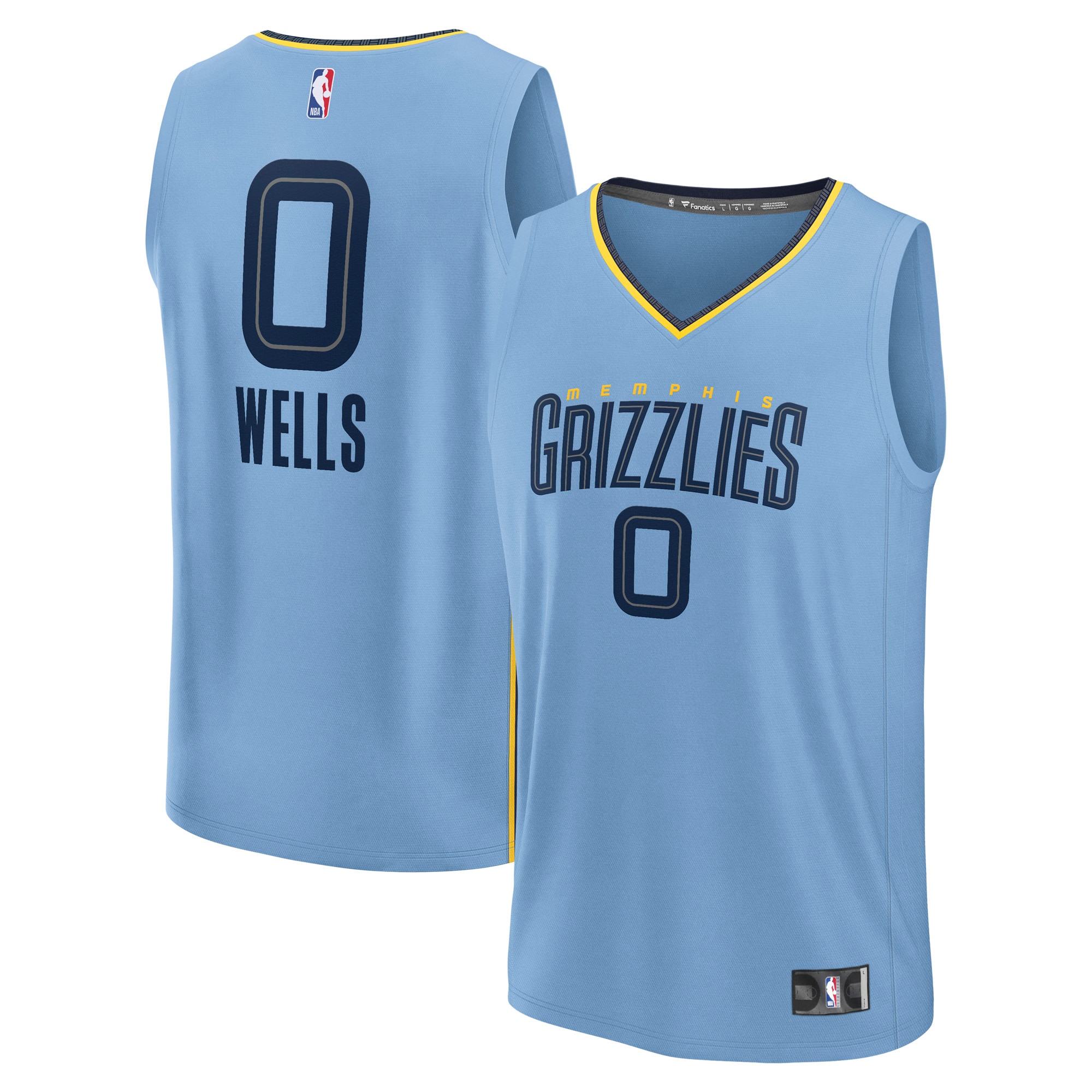 Gohipanda - Jaylen Wells Memphis Grizzlies Fanatics Fast Break Player Jersey - Statement Edition - Light Blue