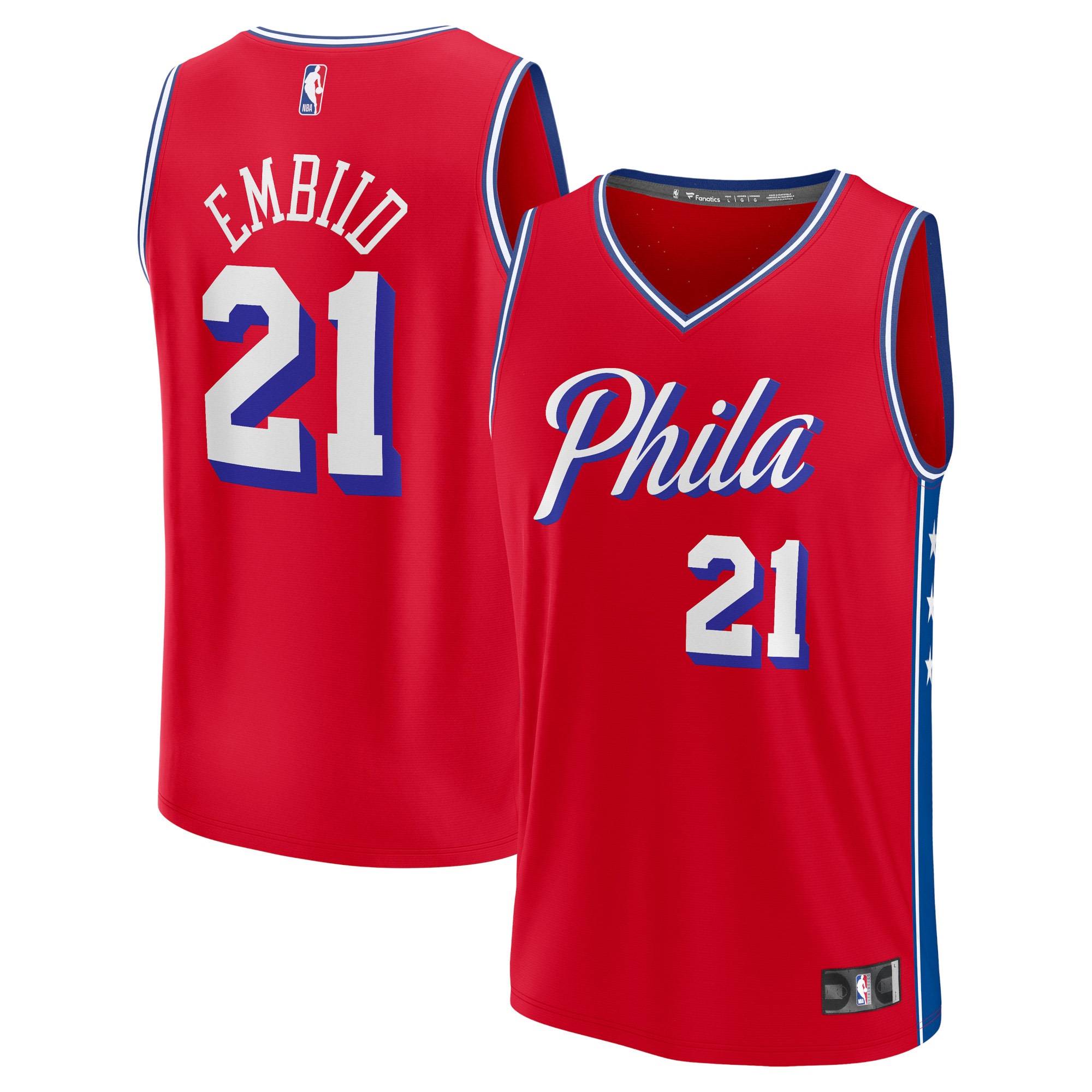 Gohipanda - Joel Embiid Philadelphia 76ers Fanatics Fast Break Player Jersey - Statement Edition - Red