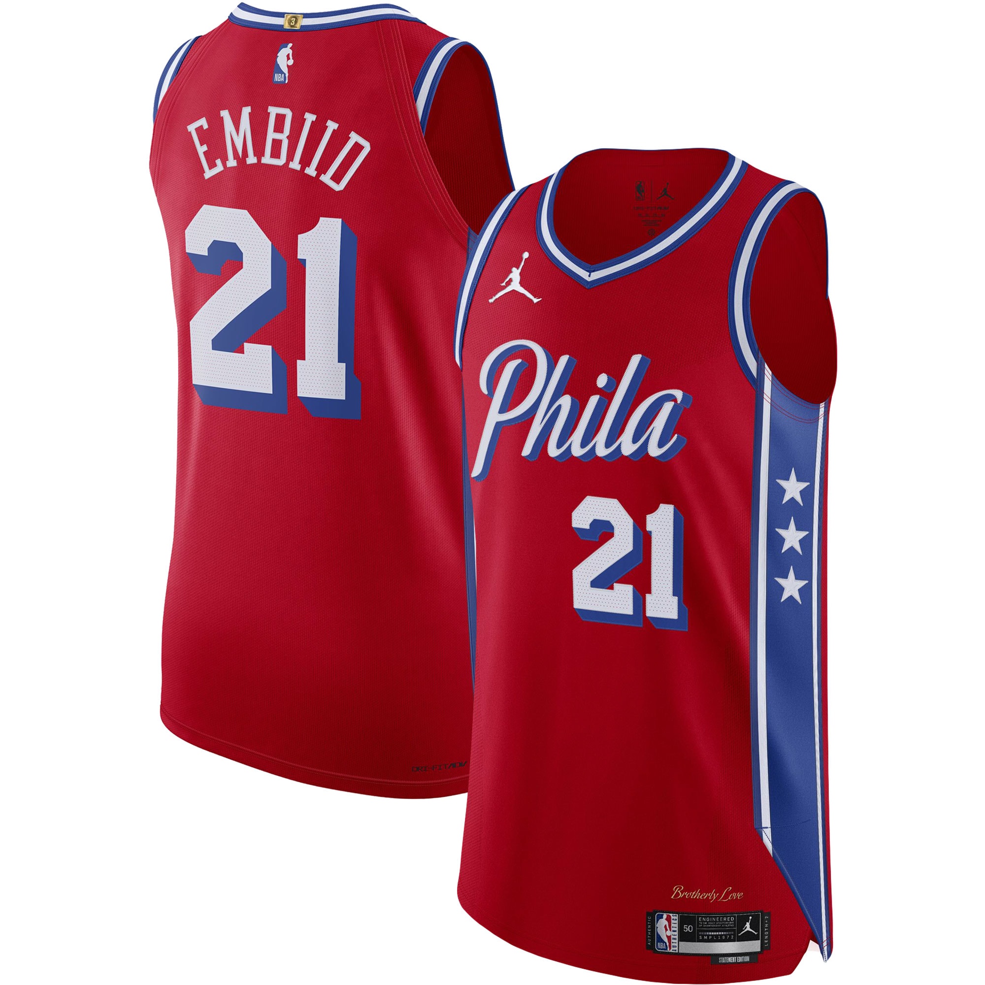 Gohipanda - Joel Embiid Philadelphia 76ers Jordan Brand Statement Edition Red NBA Jersey
