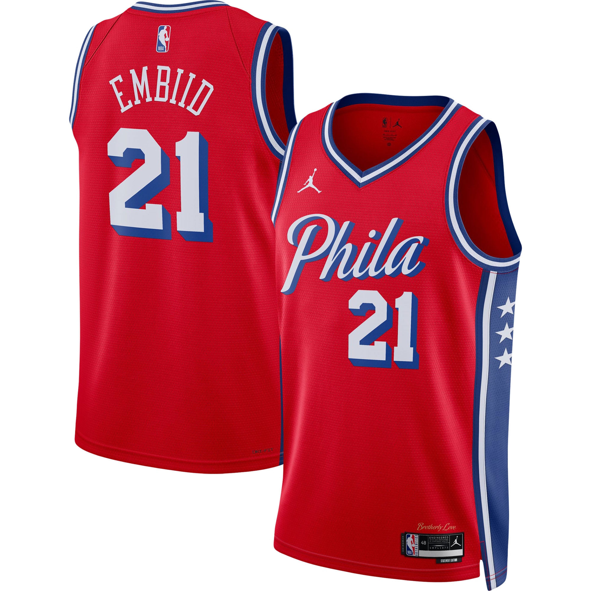 Gohipanda - Joel Embiid Philadelphia 76ers Jordan Brand Unisex Swingman Jersey - Statement Edition - Red