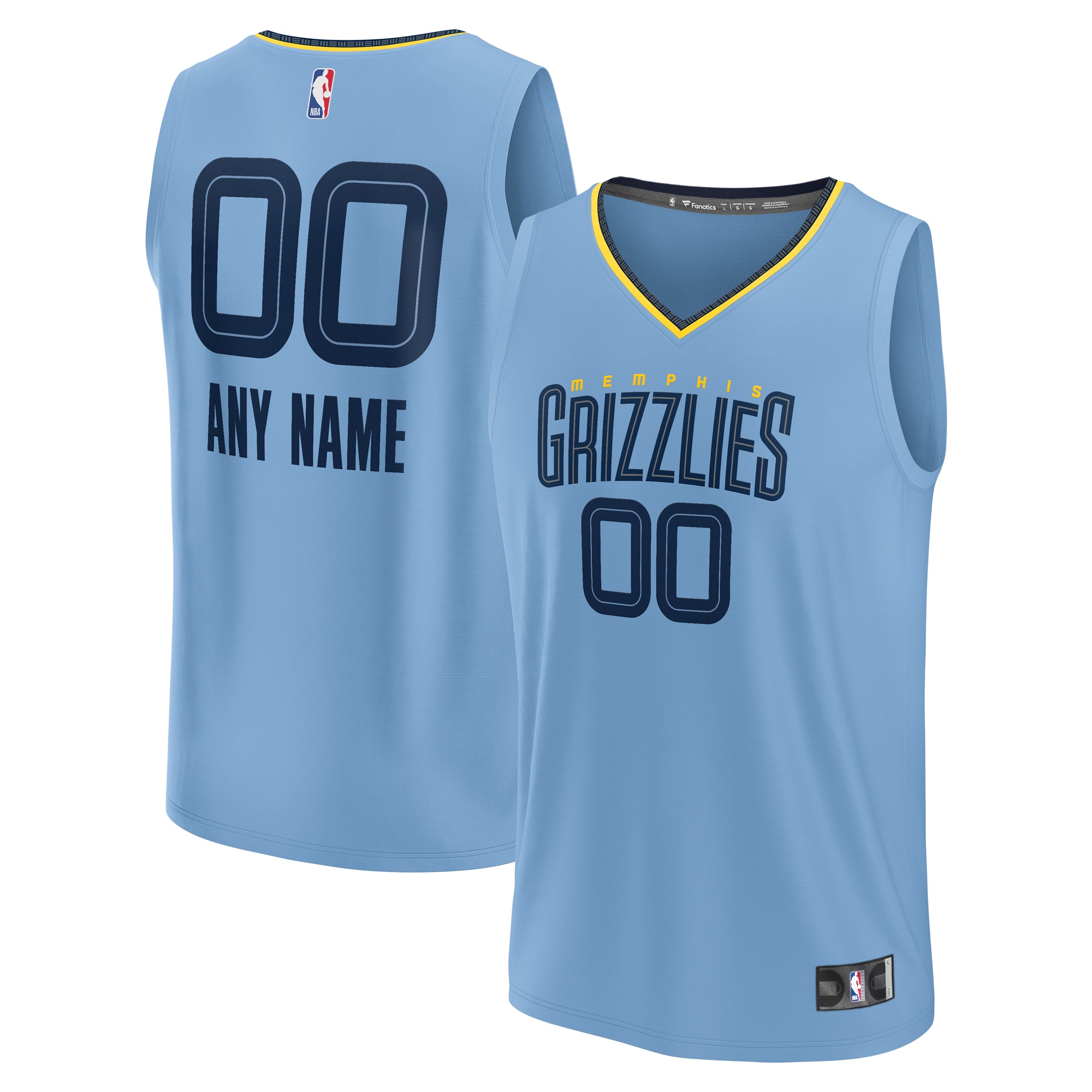Gohipanda - Memphis Grizzlies Fanatics Custom Fast Break Statement Edition Light Blue Jersey