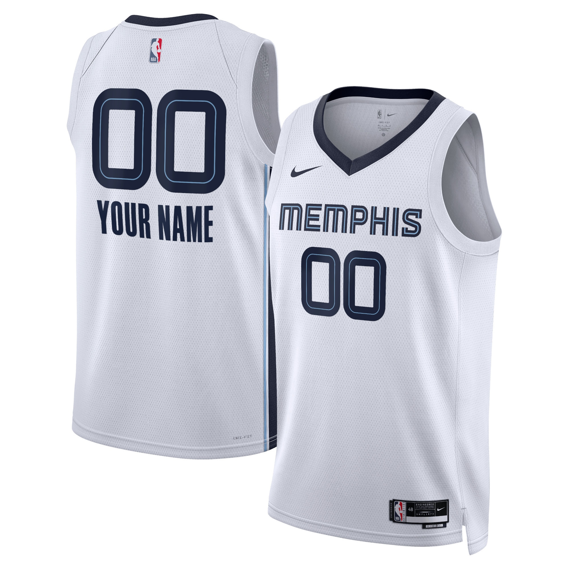 Gohipanda - Memphis Grizzlies Unisex Swingman Custom Jersey White - Association Edition