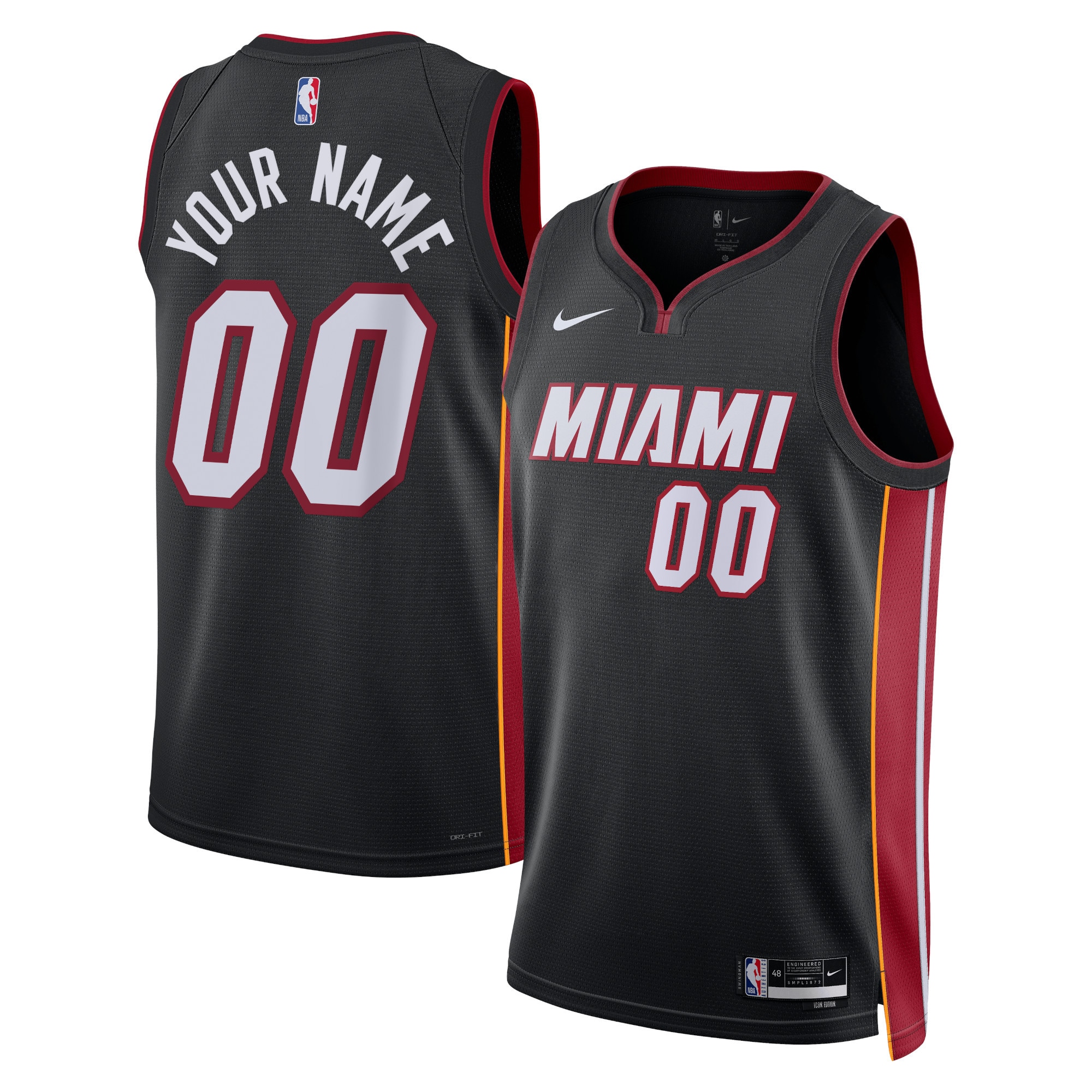 Gohipanda - Miami Heat Unisex Swingman Custom Jersey Black - Icon Edition