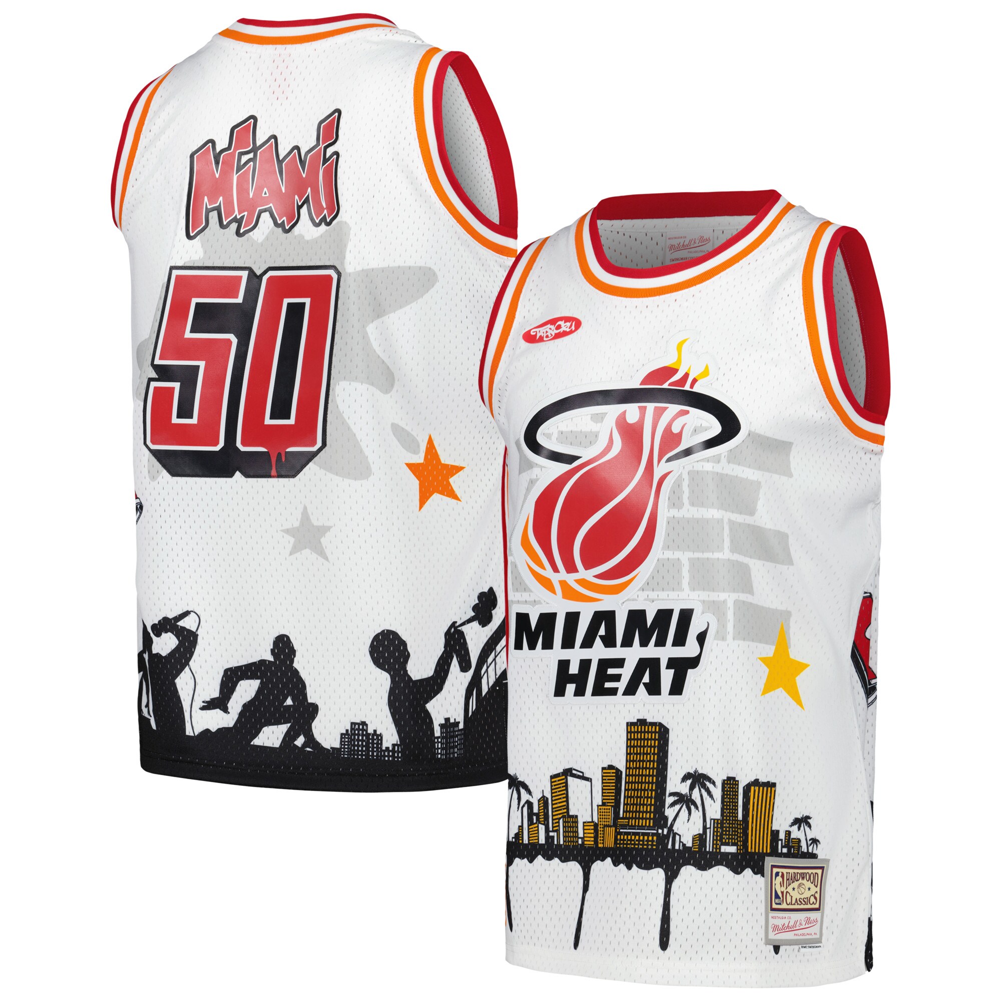 Gohipanda - Miami Heat x Tats Cru Hardwood Classics Fashion Jersey - White