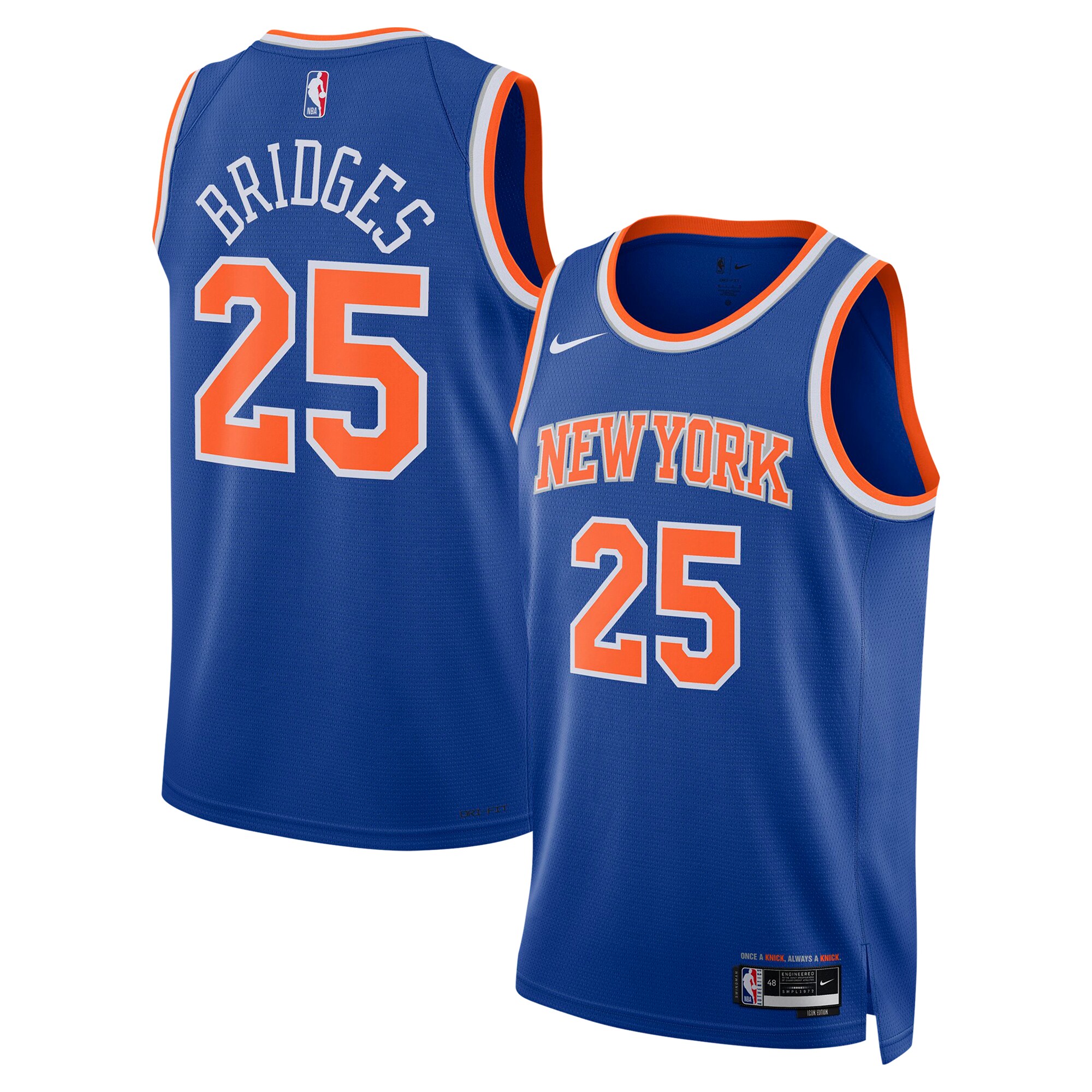 Gohipanda - Mikal Bridges New York Knicks Unisex 2024 Offseason Addition Swingman Jersey - Blue