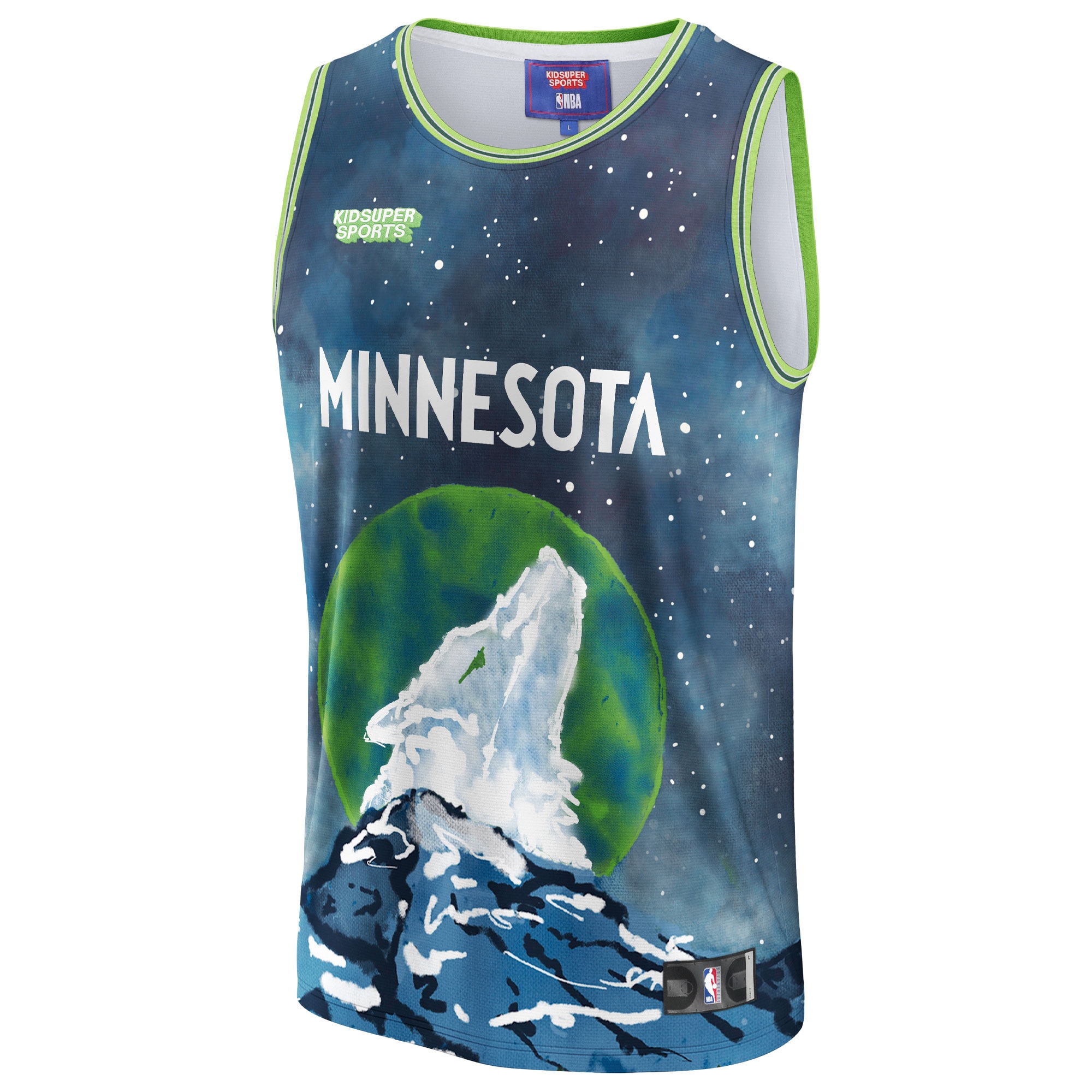 Gohipanda - Minnesota Timberwolves & KidSuper Studios by Fanatics Unisex Hometown Jersey - Blue - Image 3